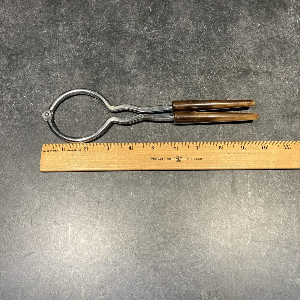Vintage USA Stainless Steel Jar Opener with Caramel/Brown Bakelite Handles MCM